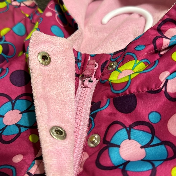 Size 5 Rain Coat Floral Polka Dot Hoodie Jacket Multicolor Pockets Full Zipper - Picture 9 of 13